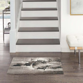 Nourison Twilight TWI30 Grey Ivory Black Area Rug Room Scene