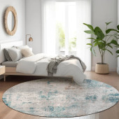 Dalyn Kochi KC4 Teal Area Round Rug Room Scene