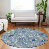 Dalyn Tabrook TB12 Denim Area Round Rug Room Scene