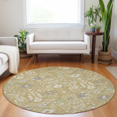 Dalyn Tabrook TB12 Gold Area Round Rug Room Scene