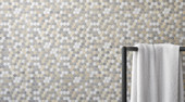 Utopio Penny Round 11x13 Round Mosaic Honed 5001-0425-0 Dune Tile Room Scene Utopio Penny Round 11x13 Round Mosaic Honed 5001-0425-0 Dune Tile Room Scene