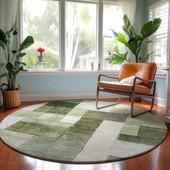 Dalyn Neo NO15 Sage Area Rug Round Room Scene