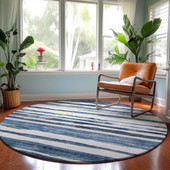 Dalyn Neo NO16 Denim Area Rug Round Room Scene