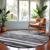 Dalyn Neo NO16 Charcoal Area Rug Round Room Scene