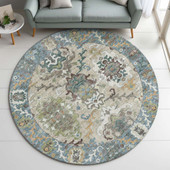 Dalyn Silk Road SR5 Aqua Area Rug Round Room Scene