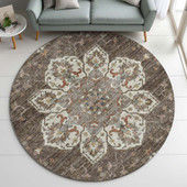Dalyn Silk Road SR6 Chocolate Area Rug Round Room Scene