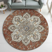 Dalyn Silk Road SR6 Paprika Area Rug Round Room Scene