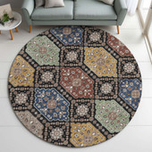 Dalyn Silk Road SR7 Black Area Rug Round Room Scene