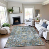 Dalyn Silk Road SR8 Aqua Area Rug Room Scene Dalyn Silk Road SR8 Aqua Area Rug Room Scene