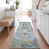 Dalyn Silk Road SR8 Aqua Area Rug Runner Room Scene