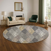 Dalyn The Reserve TR11 Charcoal Area Rug Round Room Scene