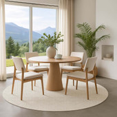 Dalyn The Reserve TR5 Beige Area Rug Round Room Scene