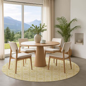 Dalyn The Reserve TR6 Wheat Area Rug Round Room Scene