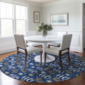 Dalyn Wonderland WN18 Navy Area Rug Round Room Scene