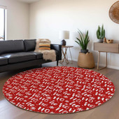 Dalyn Wonderland WN22 Red Area Rug Round Room Scene