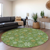 Dalyn Wonderland WN31 Green Area Rug Round Room Scene