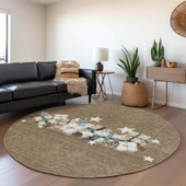 Dalyn Wonderland WN33 Brown Area Rug Round Room Scene