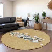 Dalyn Wonderland WN33 Gold Area Rug Round Room Scene