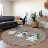 Dalyn Wonderland WN34 Taupe Area Rug Round Room Scene