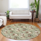 Dalyn Wonderland WN36 Aloe Area Rug Round Room Scene