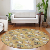 Dalyn Wonderland WN36 Gold Area Rug Round Room Scene