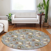 Dalyn Wonderland WN36 Gray Area Rug Round Room Scene