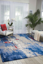 Nourison Twilight TWI20 Grey Blue Area Rug Room Scene Nourison Twilight TWI20 Grey Blue Area Rug Room Scene