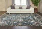 Nourison Karma KRM04 Blue Area Rug Room Scene Nourison Karma KRM04 Blue Area Rug Room Scene