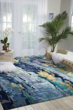 Nourison Prismatic PRS09 Silver/Blue Area Rug Room Scene Nourison Prismatic PRS09 Silver/Blue Area Rug Room Scene