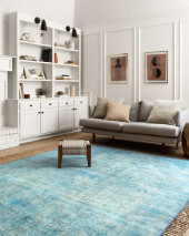Loloi II Loren LQ-08 Aqua Area Rug Room Scene Loloi II Loren LQ-08 Aqua Area Rug Room Scene