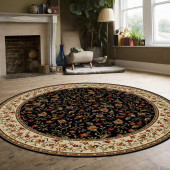 Radici Como 1593 Black Round Area Rug Room Scene