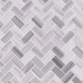 Marmara White Bergamo 10MM Herringbone Polished Mosaic Tile
