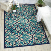 Nourison Aloha ALH14 Navy Area Rug Room Scene Nourison Aloha ALH14 Navy Area Rug Room Scene