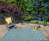 Momeni Baja BAJ-3 Links Blue Area Rug Room Scene Momeni Baja BAJ-3 Links Blue Area Rug Room Scene