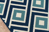 Momeni Baja BAJ-7 Blocks Blue Area Rug Close Up Momeni Baja BAJ-7 Blocks Blue Area Rug Close Up