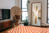 Momeni Baja BAJ-9 Chevron Orange Area Rug Room Scene Momeni Baja BAJ-9 Chevron Orange Area Rug Room Scene
