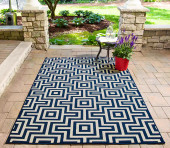 Momeni Baja BAJ-10 Retro Navy Area Rug Room Scene Momeni Baja BAJ-10 Retro Navy Area Rug Room Scene