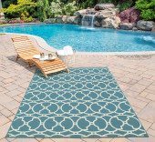 Momeni Baja BAJ-11 Moroccan Tile Blue Area Rug Room Scene Momeni Baja BAJ-11 Moroccan Tile Blue Area Rug Room Scene