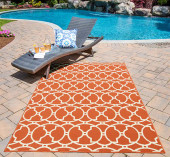 Momeni Baja BAJ-11 Moroccan Tile Orange Area Rug Room Scene Momeni Baja BAJ-11 Moroccan Tile Orange Area Rug Room Scene