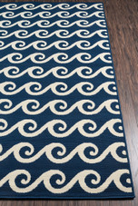Momeni Baja BAJ-14 Waves Navy Area Rug Corner Momeni Baja BAJ-14 Waves Navy Area Rug Corner