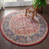 Nourison Ankara Global ANR02 Red Round Area Rug Room Scene Nourison Ankara Global ANR02 Red Round Area Rug Room Scene