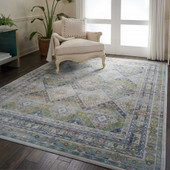 Nourison Ankara Global ANR07 Blue/Green Area Rug Room Scene Nourison Ankara Global ANR07 Blue/Green Area Rug Room Scene