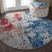 Nourison Ankara Global ANR10 Multicolor Round Area Rug Room Scene