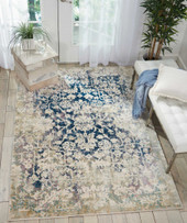 Nourison Fusion FSS12 Cream/Blue Area Rug Room Scene Nourison Fusion FSS12 Cream/Blue Area Rug Room Scene