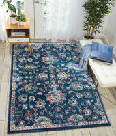 Nourison Fusion FSS15 Navy/Pink Area Rug Room Scene Nourison Fusion FSS15 Navy/Pink Area Rug Room Scene