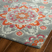Kaleen Global Inspirations GLB12-75 Grey Area Rug Corner Kaleen Global Inspirations GLB12-75 Grey Area Rug Corner