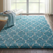 Nourison Amore Shag AMOR2 Aqua Area Rug Room Scene Nourison Amore Shag AMOR2 Aqua Area Rug Room Scene