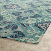 Kaleen Weathered WTR03-91 Teal Area Rug Corner