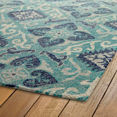 Kaleen Weathered WTR03-91 Teal Area Rug Corner 2