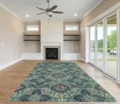 Kaleen Weathered WTR03-91 Teal Area Rug Room Scene Kaleen Weathered WTR03-91 Teal Area Rug Room Scene